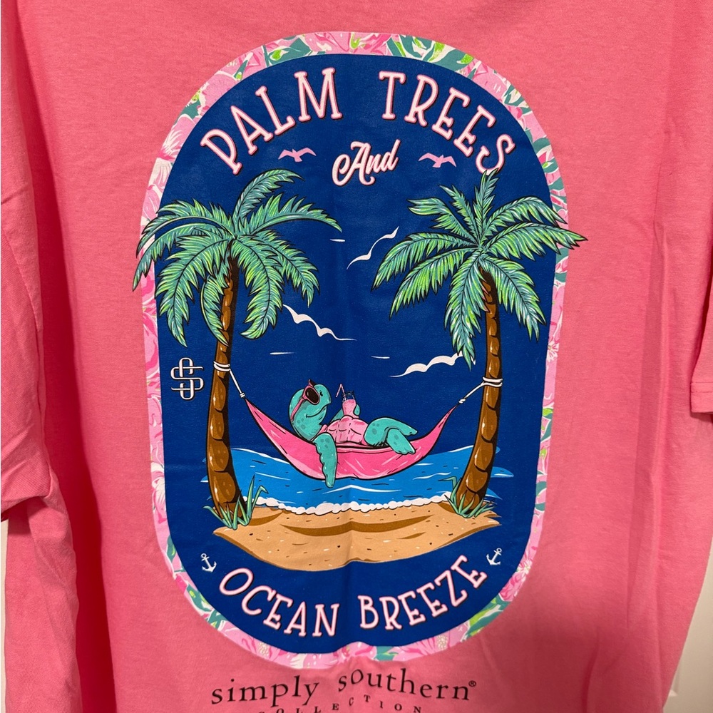 Simply Southern Palm Trees and Ocean Breeze T-Shirt XL NEW